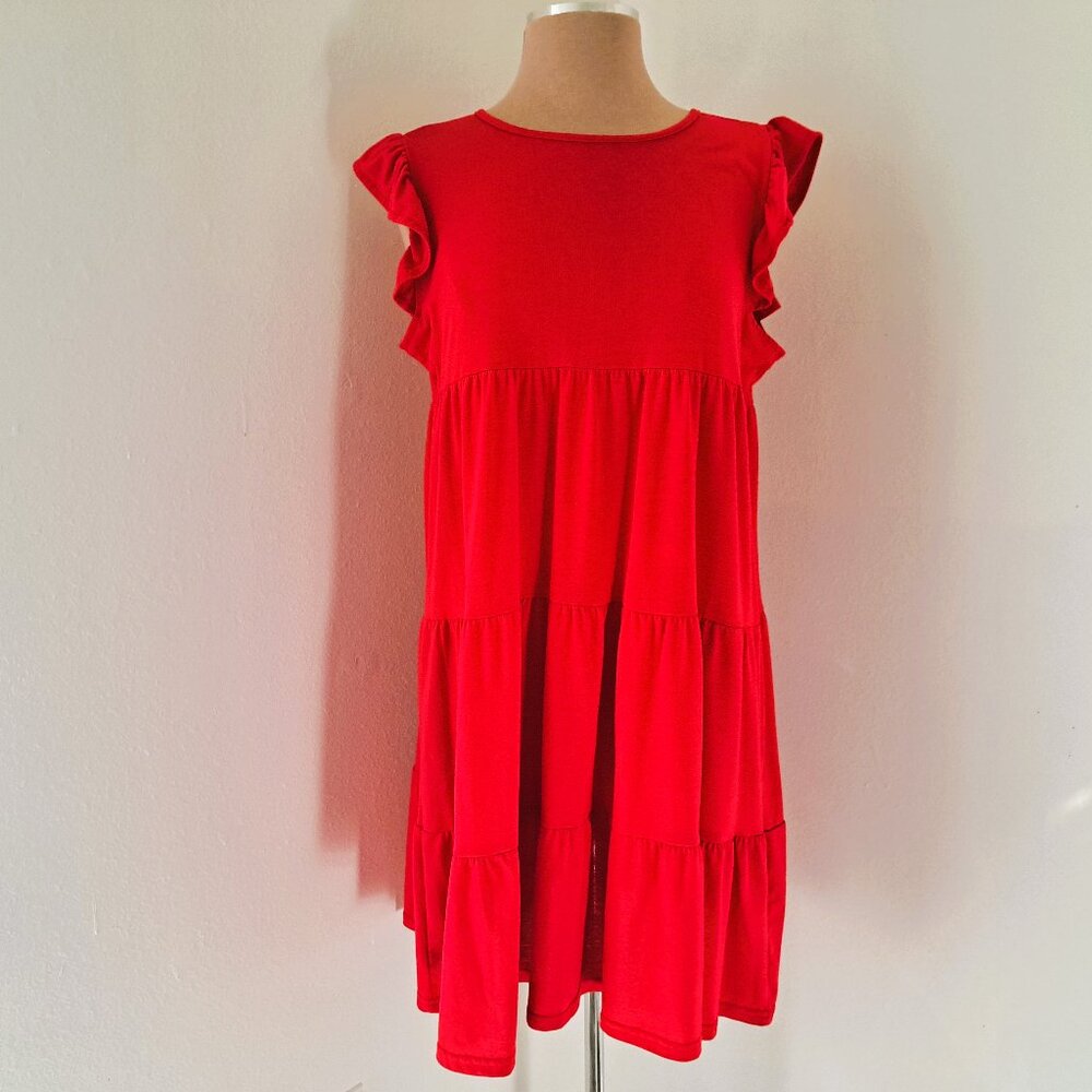 Women's Dress Tunic Tiered Red Color Size L